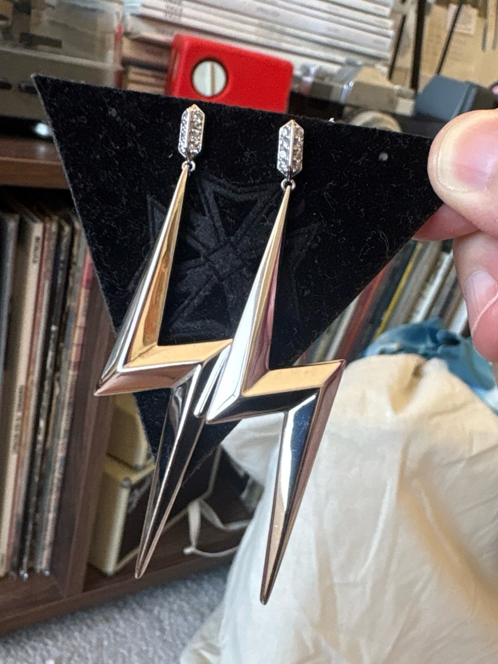 AJ love Silver lightning bolt earrings